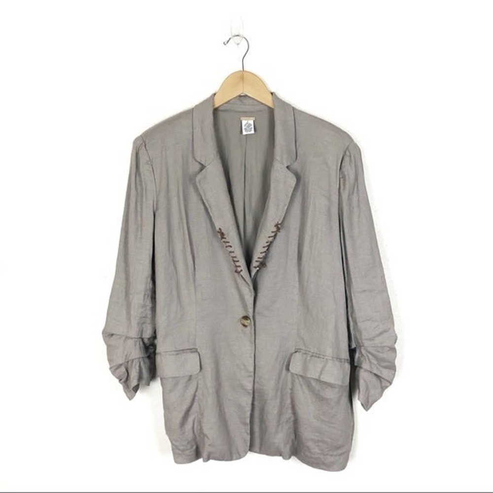 Magaschoni Lagenlook Casual Tan Blazer Jacket Women's Large